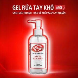 Gel rửa tay khô sạch siêu nhanh Lifebuoy 4 bảo vệ vượt trội 10 (Chai vòi 235ml) – 69.000₫